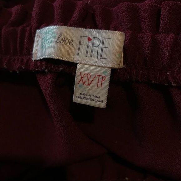 Love, Fire Off-the-Shoulder Crop Top | Burgundy Long Sleeve | Size XS - Picture 6 of 7